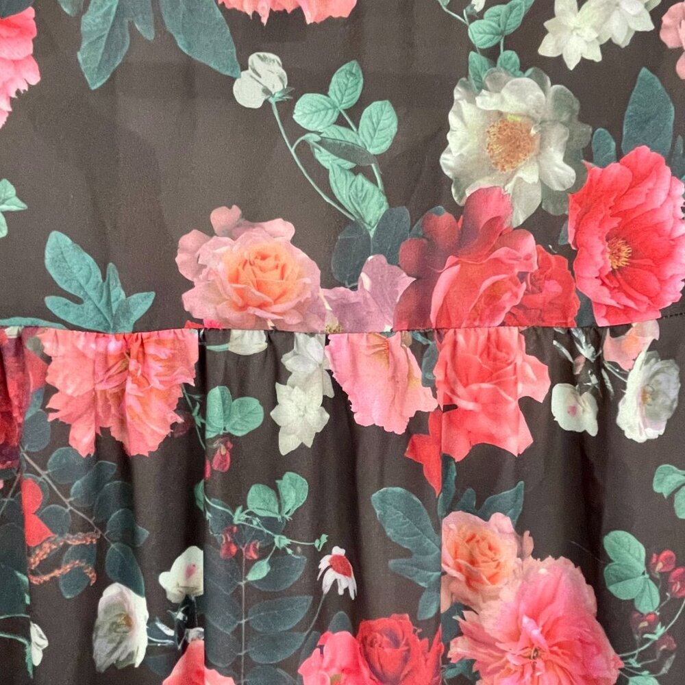 Torrid Black Floral Hi-Lo Tunic Flutter Sleeve V-Neck Size 2X - Picture 10 of 15
